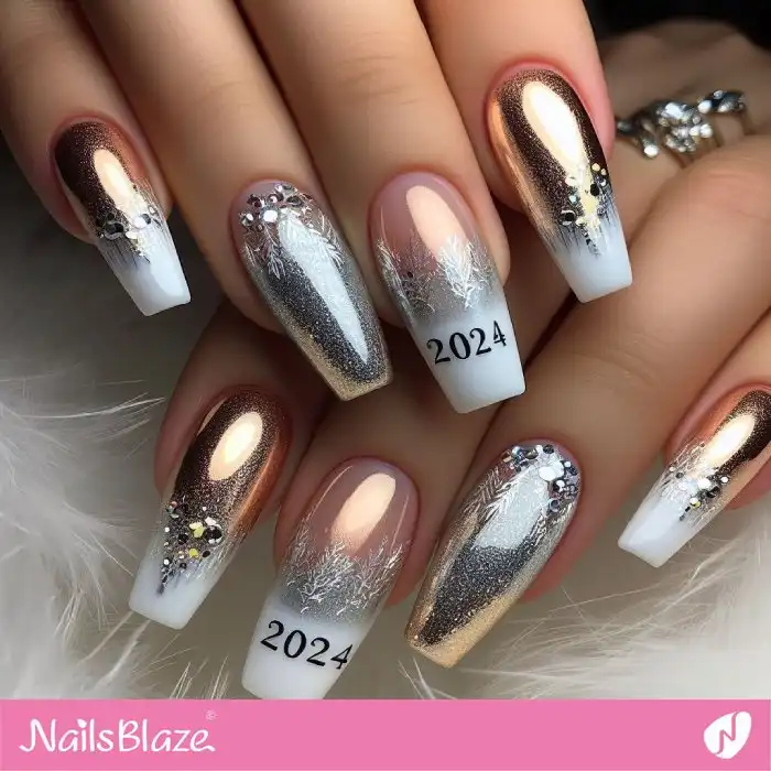 New Year Luxury Ombre French Nails | 2024 Nails - NB1364